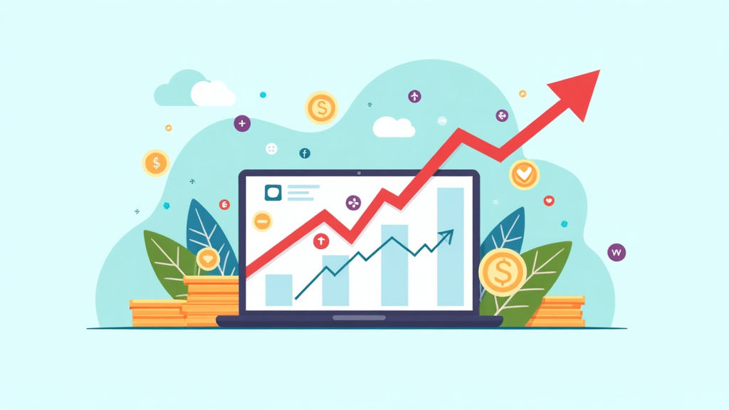 Illustration of affiliate marketing concept with website links and earnings icons
