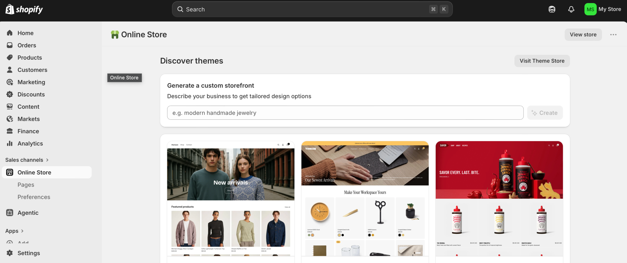 Shopify store