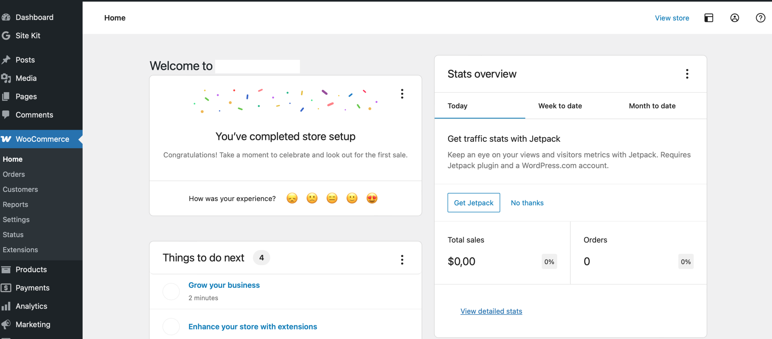 WooCommerce setup